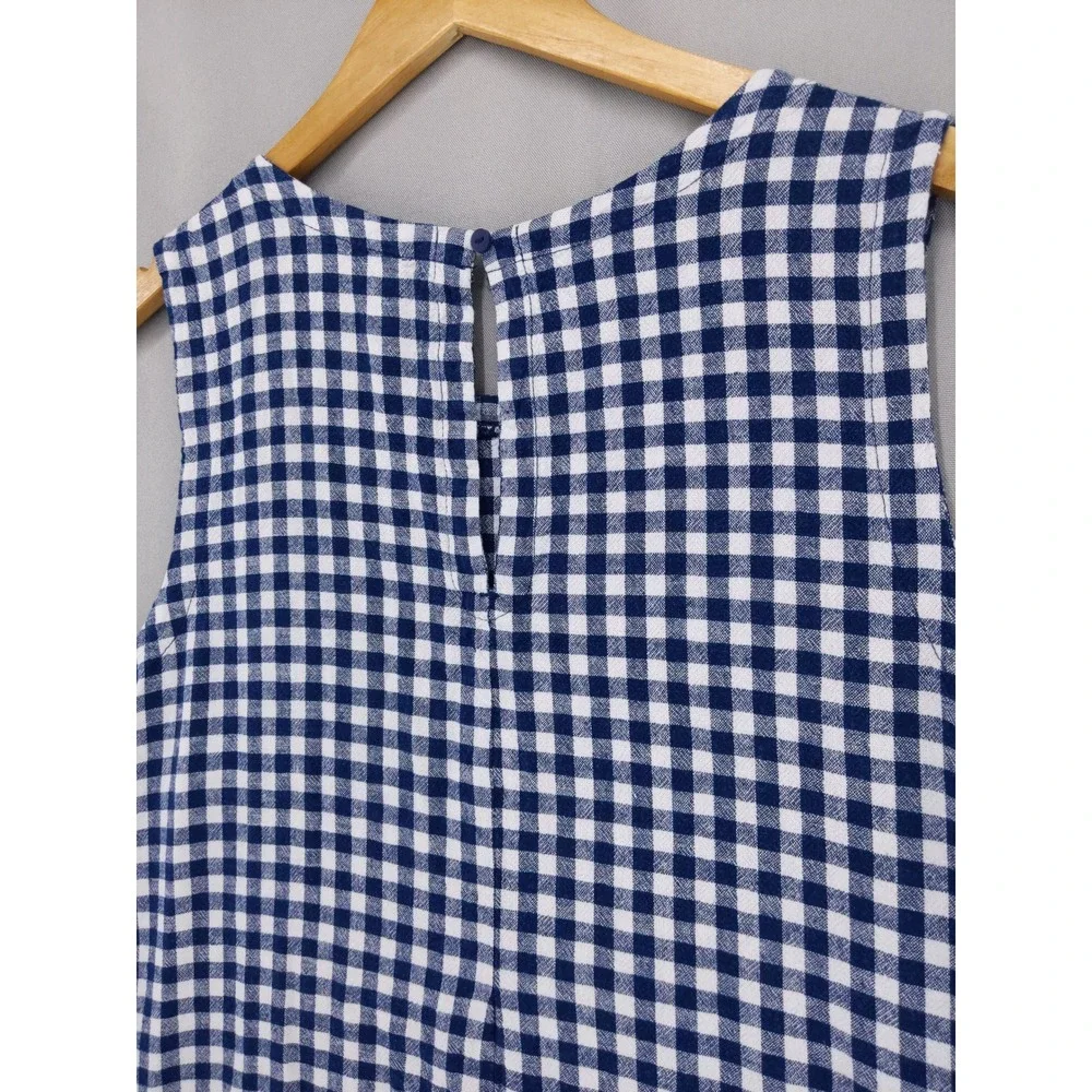 Old Navy Shift Dress Womens XXL Blue Gingham Linen Blend Sleeveless Pockets - Picture 5 of 8